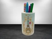 2 ADET KALEMLİK ROMANTİK YEŞİL MODEL SERAMİK OFİS GERECİ  7X7X11CM thumbnail 3