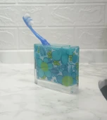 2 ADET DİŞ FIRÇALIK MAVİ ÇİÇEKLİ AKRİLİK 10X10X3CM BANYO SETİ thumbnail 2