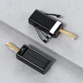 30.000 mAh Güneş Enerjili Powerbank 22.5W Hızlı Şarj, Çoklu USB Çıkış, Dahili Kablo ve Dijital Ekranlı Taşınabilir Şarj Cihazı - 8