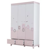 Montessori Çocuk Odası - City Montessori 3 Kapılı Dolap, Yavrulu Yatak - Pembe thumbnail 4