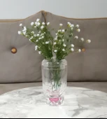 2 ADET VAZO DAHİL,VAZODA ÇİÇEK,BEYAZ YAPAY ÇİÇEK,VAZO DEKORATİF KRİSTAL DAMLALI 6X6X19CM - 2