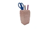 2 ADET KALEMLİK ÇİÇEKLİ PEMBE MODEL SERAMİK OFİS GERECİ 7X7X12CM - 3