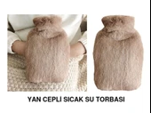 SICAK SU TORBASI YAN CEPLİ BEJ  PELUŞ TERMOFOR 27x17x2cm  1 LİTRE thumbnail 1