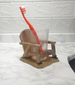 2 ADET DİŞ FIRÇALIK VE MACUNLUK SANDALYE POLİRESİN 13X11X10CM 200ML BANYO SETİ thumbnail 2