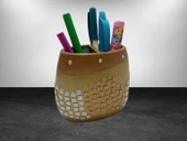 2 ADET KALEMLİK ALTIN MOZAİK POLİRESİN OFİS GERECİ  10X10X5CM - 3