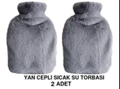 2 ADET SICAK SU TORBASI YAN CEPLİ GRİ  PELUŞ TERMOFOR 27x17x2cm  1 LİTRE thumbnail 3