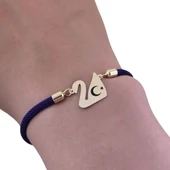 14 Ayar Altın Plakalı Sembole Özel Kuğu Kuşu Motifli Lacivert İpek Örgülü Hediye Bileklik-618 thumbnail 3