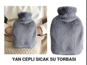 SICAK SU TORBASI YAN CEPLİ GRİ  PELUŞ TERMOFOR 27x17x2cm  1 LİTRE thumbnail 1