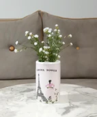 2 ADET VAZO DAHİL,VAZODA ÇİÇEK,BEYAZ YAPAY ÇİÇEK,VAZO DEKORATİF  EYFEL KULESİ 7X7X16CM - 2