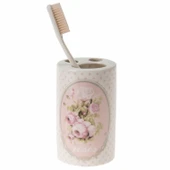 2 ADET SERAMİK DİŞ FIRÇALIK BAHAR DESENLİ 7X7X11CM BANYO SETİ - 3