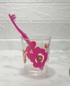 2 ADET DİŞ FIRÇALIK VE MACUN KABI KIRMIZI PAPATYA AKRİLİK 8X8X9CM  BANYO SETİ thumbnail 2