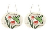 2 ADET ASILABİLİR BALKON VE BAHÇE SÜSÜ YEŞİL YUSUFÇUK DESENLİ OVAL 17X15X1,3CM DUVAR SÜSÜ,TAŞI BALKON,BAHÇE VE ODA DEKOR  HOŞGELDİNİZ TABLO,TABELA - 1