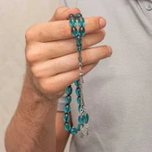 Gümüş Püsküllü Ateş Kehribar Tesbih - 8