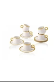 Çiftçiler Kahve Fincan Takımı 6 Kişilik Beyaz Gold - 1