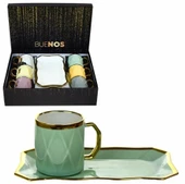 Çiftçiler Sunumlu Kahve Fincan Takımı 6 Kişilik Mix - 1