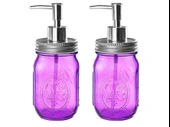 2 ADET CAM SIVI SABUNLUK,ÇİÇEK DESENLİ PEMBE 8X8X10CM 420ML thumbnail 1