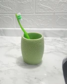 2 ADET DİŞ FIRÇALIK,MACUNLUK YEŞİL PETEK DESENLİ POLİRESİN 8X8X10CM 400ML BANYO SETİ - 2