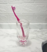 2 ADET DİŞ FIRÇALIK KRİSTAL DAMLALI AKRİLİK 7X7X14CM BANYO SETİ - 2