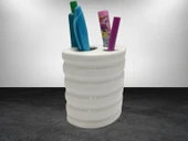 2 ADET KALEMLİK OVAL ÇİZGİLİ MODEL SERAMİK OFİS GERECİ  9X6X11CM thumbnail 3