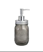 2 ADET CAM SIVI SABUNLUK,ÇİÇEK DESENLİ GRİ 8X8X10CM 420ML thumbnail 2