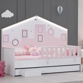 Montessori Çocuk Odası - City Montessori 3 Kapılı Dolap, Yavrulu Yatak - Pembe thumbnail 2