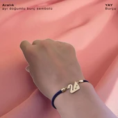 14 Ayar Altın Plakalı Doğum Ayına Özel Lacivert İpek Örgülü Kuğu Kuşu Motifli Hediye Bileklik-618 thumbnail 2