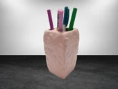 2 ADET KALEMLİK ÇİÇEKLİ PEMBE MODEL SERAMİK OFİS GERECİ 7X7X12CM - 2