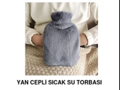 SICAK SU TORBASI YAN CEPLİ GRİ  PELUŞ TERMOFOR 27x17x2cm  1 LİTRE thumbnail 3