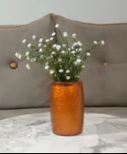 2 ADET VAZO DAHİL,VAZODA ÇİÇEK,BEYAZ YAPAY ÇİÇEK,VAZO DEKORATİF ALTIN RENKLİ POLİRESİN  5X5X12CM - 2