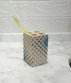 2 ADET DİŞ FIRÇALIK PUANLI POLİRESİN 6X6X10CM BANYO SETİ thumbnail 2