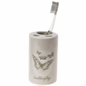 2 ADET SERAMİK DİŞ FIRÇALIK KELEBEK DESENLİ 7X7X11CM BANYO SETİ thumbnail 3