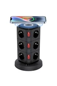 Yussraw Yeni Akım Korumalı 2.4a Kule Priz Kablosuz Şarj Istasyonu 12x Soketli 2×type-c 1x Usb çıkışı - 1