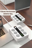 Yussraw Pro P11 6x Priz 3000W Termal Akım Korumalı 4x USB 2x Type-C Girişli Çoklu Priz - 4