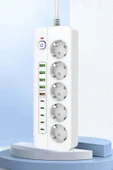 Yussraw PRO P13 3000W Akım Korumalı 5 Girişli Type-c ve USB Girişli Uzatmalı Grup Priz - 1
