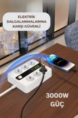 Yussraw Pro P11 6x Priz 3000W Termal Akım Korumalı 4x USB 2x Type-C Girişli Çoklu Priz - 3