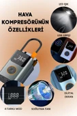 Yussraw 4000 MaH Şarjlı Taşınabilir Araba Lastik Hava Top Şişirme Pompası Led Işıklı Dijital Hava Kompresörü - 7