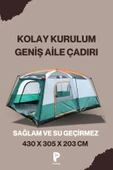 post alley Geniş Aileler İçin Kamp Çadırı | 430x305x203 cm | Su Geçirmez | Çelik Borulu - 1
