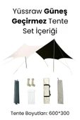 Yussraw Güneşlik Tente Plaj, Kamp Dayanıklı Oxfor Kumaş Su Geçirmez Gölgelik Çadır 600*300 Cm - 4