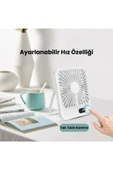 Yussraw Mini Taşınabilir Çok Fonksiyonlu Şarjlı Fan Sessiz Öğrenci Yatak Odası Ofis masaı Dijital göstegeli - 2