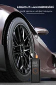 Yussraw 4500 MaH Şarjlı Taşınabilir Araba Lastik Hava Top Şişirme Pompası Led Işıklı Dijital Hava Kompresörü - 4