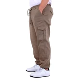 Büyük Beden Erkek Gabardin Kargo Jogger Pantolon Doğa 21927 Bej - 2
