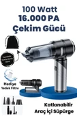 Yussraw Yeni 16000pa Güçlü Portatif Vakumlu Ve Üflemeli Katlanabilir Araç Içi Süpürge Pro Hl-121 - 7