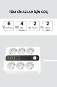 Yussraw Pro P11 6x Priz 3000W Termal Akım Korumalı 4x USB 2x Type-C Girişli Çoklu Priz - 6