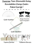 Yussraw 4-8 kişi 6 gen  taşınabilir otomatik çadır ve seti yatak_kamplambası_pompa_yastık 280*280*160 - 7