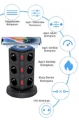 Yussraw Yeni Akım Korumalı 2.4a Kule Priz Kablosuz Şarj Istasyonu 12x Soketli 2×type-c 1x Usb çıkışı - 5