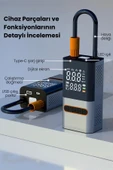 Yussraw Hava Kompresörü 4000 mAh 4IN1 Şarjlı+Araç Taşınabilir Araç Lastik Top Şişirme Pompası Oto - 2