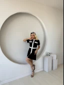 Kadın Kısa Kollu Bisiklet Yaka önden Düğmeli Modal Elbise thumbnail 2