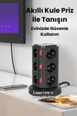 Yussraw Yeni Akım Korumalı 2.4a Kule Priz Kablosuz Şarj Istasyonu 12x Soketli 2×type-c 1x Usb çıkışı - 6