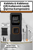 Yussraw Dijital Göstergeli Led Işıklı Taşınabilir 4500mAh Araç Lastik Şişirme Hava Kompresörü - 2