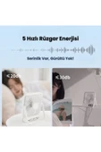 Yussraw Mini Taşınabilir Çok Fonksiyonlu Şarjlı Fan Sessiz Öğrenci Yatak Odası Ofis masaı Dijital göstegeli - 3